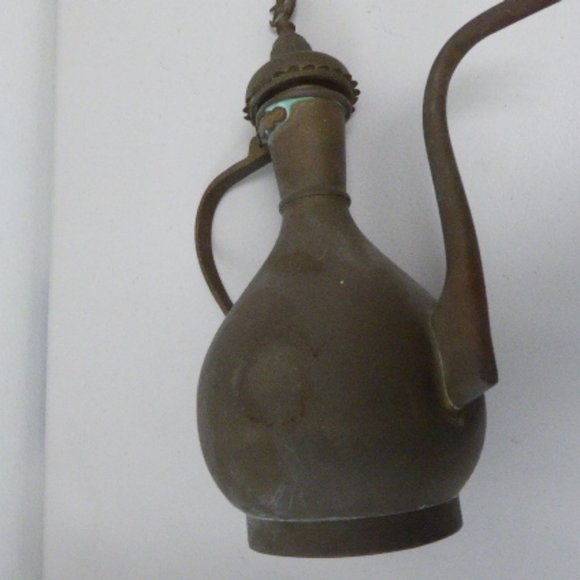 Antique middle eastern metal copper brass coffee tea pot tall hand made 14.5" - Picture 13 of 13